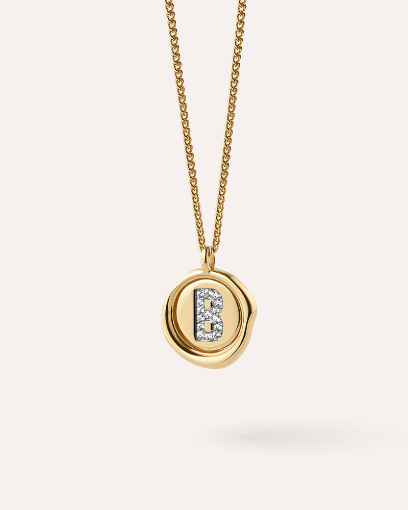 Wax Seal Initial Necklace - B