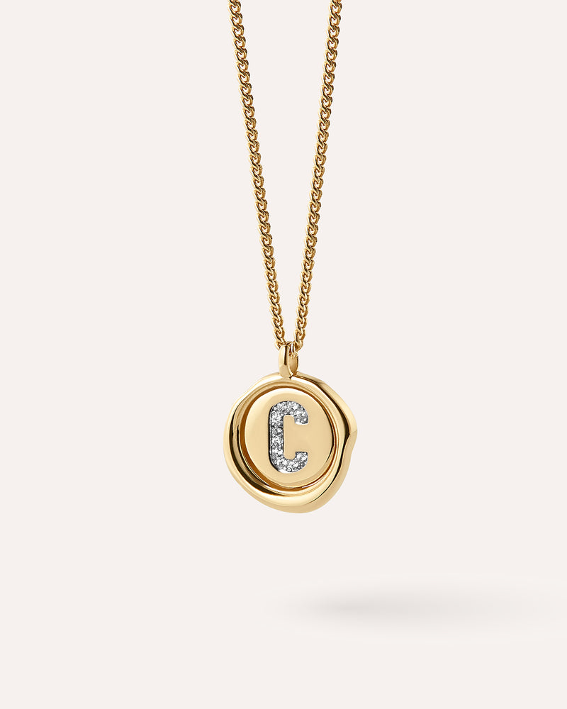 Wax Seal Initial Necklace - C