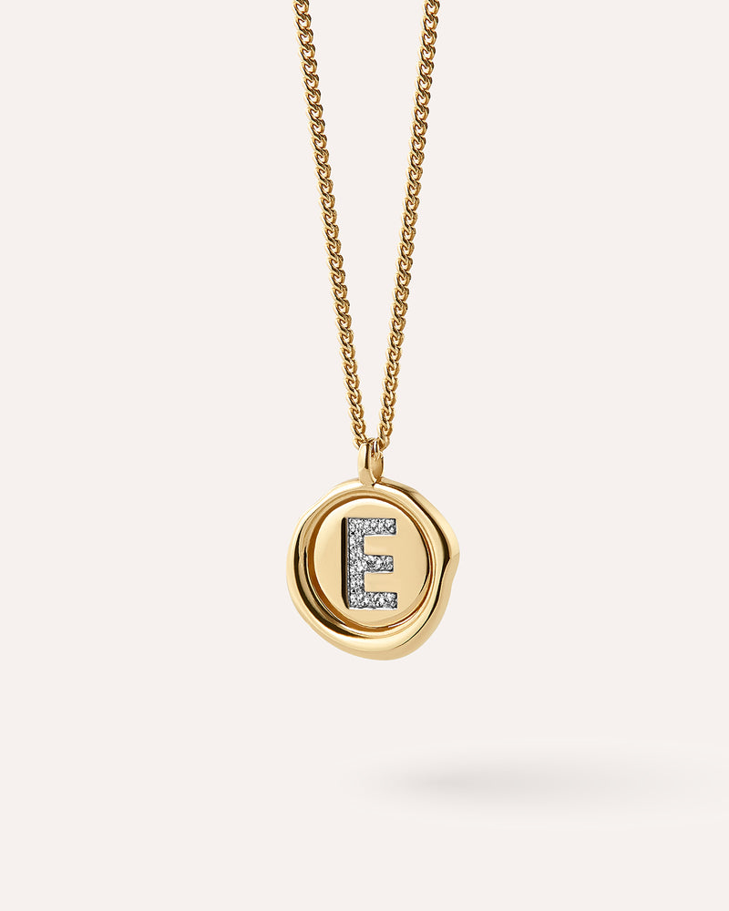 Wax Seal Initial Necklace - E