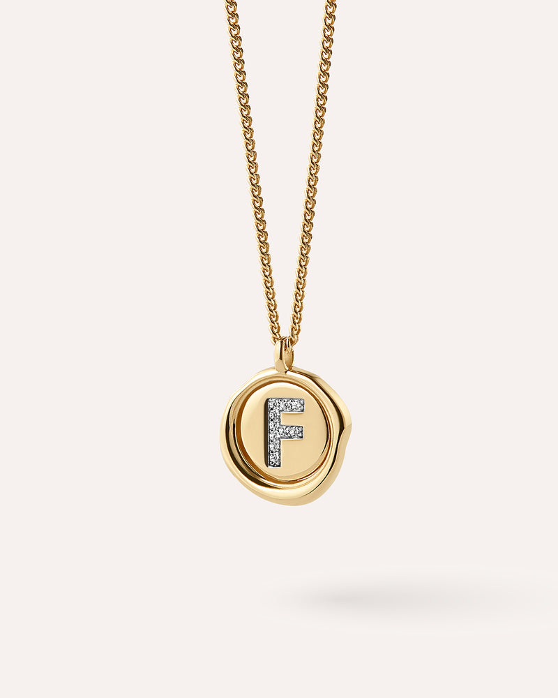 Wax Seal Initial Necklace - F
