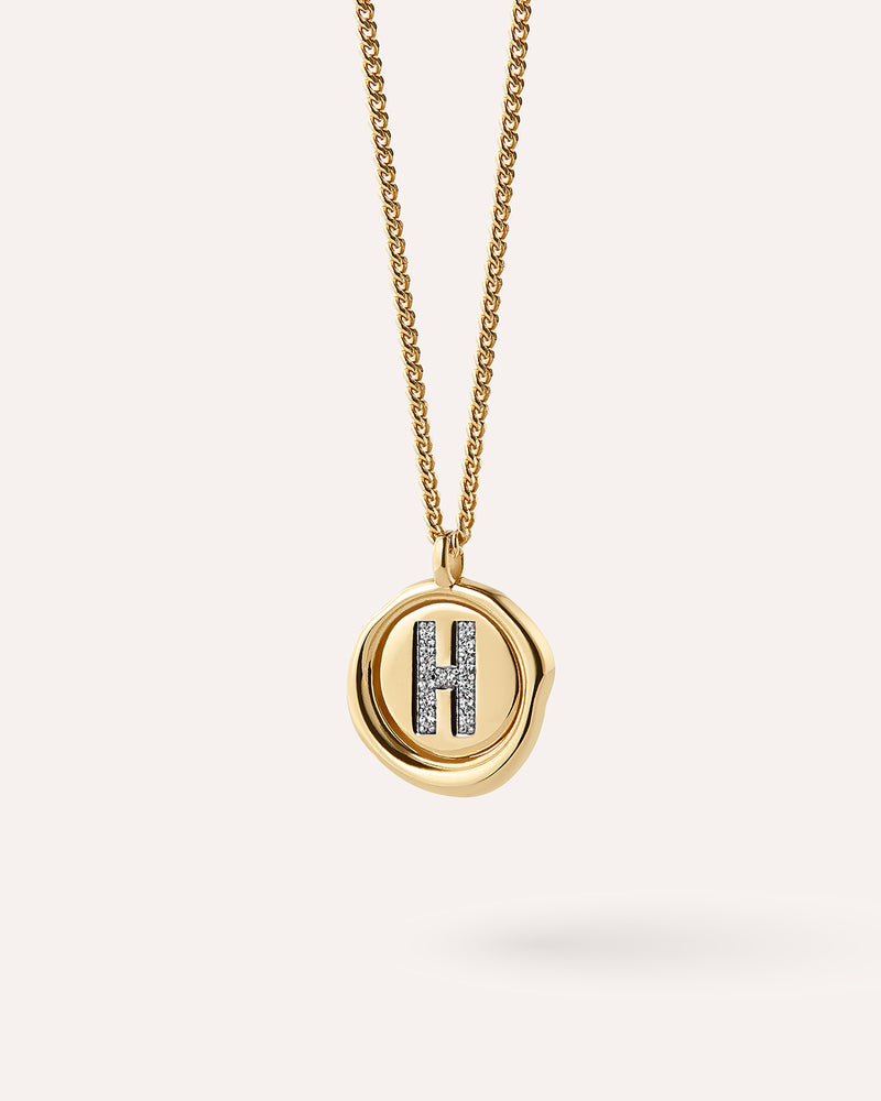 Wax Seal Initial Necklace - H