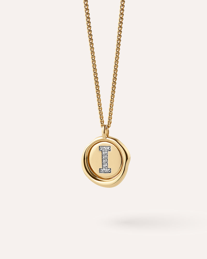 Wax Seal Initial Necklace - I