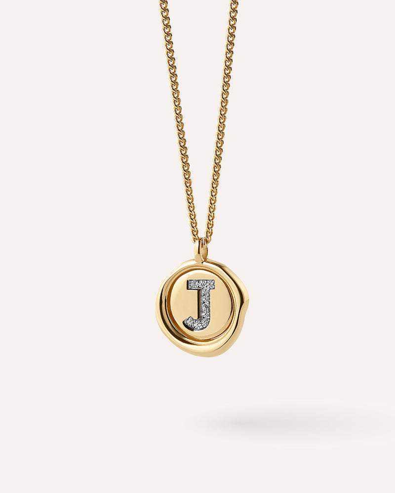 Wax Seal Initial Necklace - J