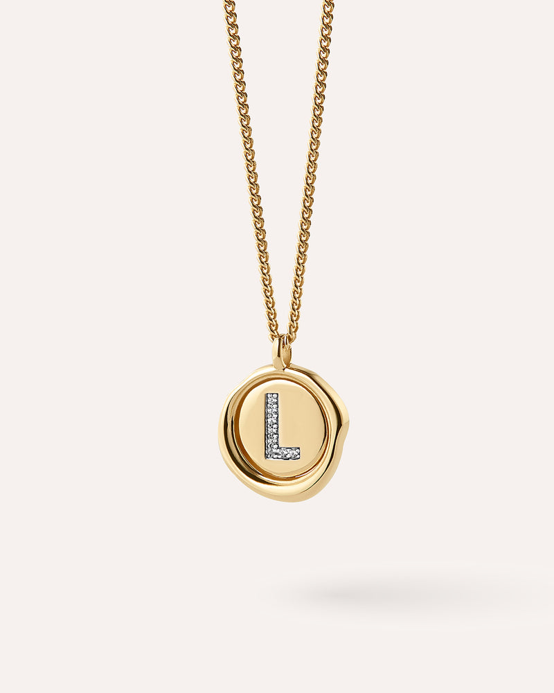 Wax Seal Initial Necklace - L