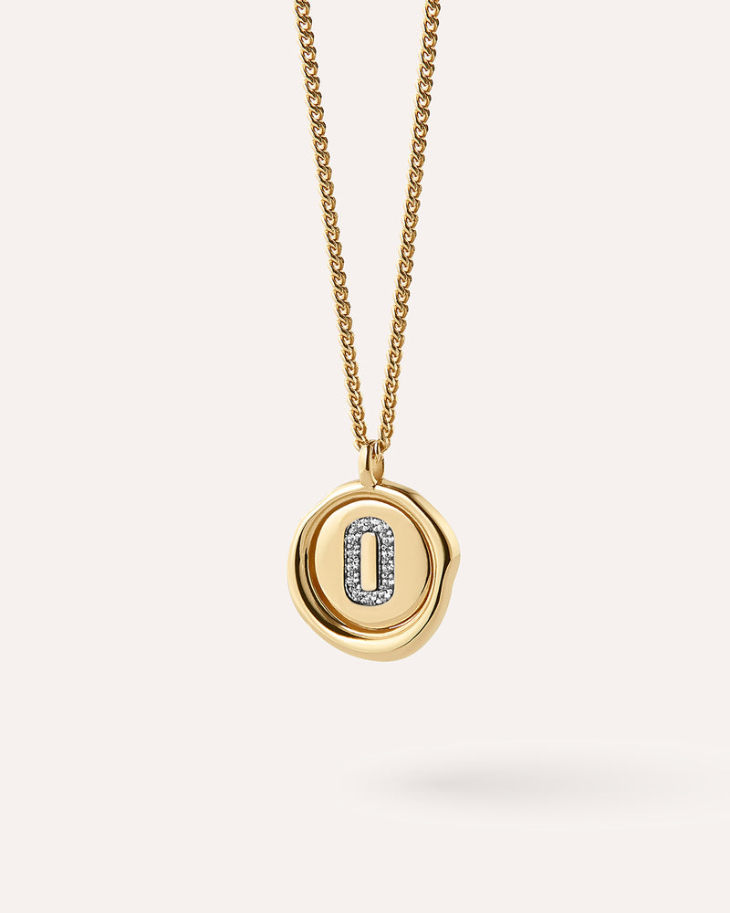 Wax Seal Initial Necklace - O