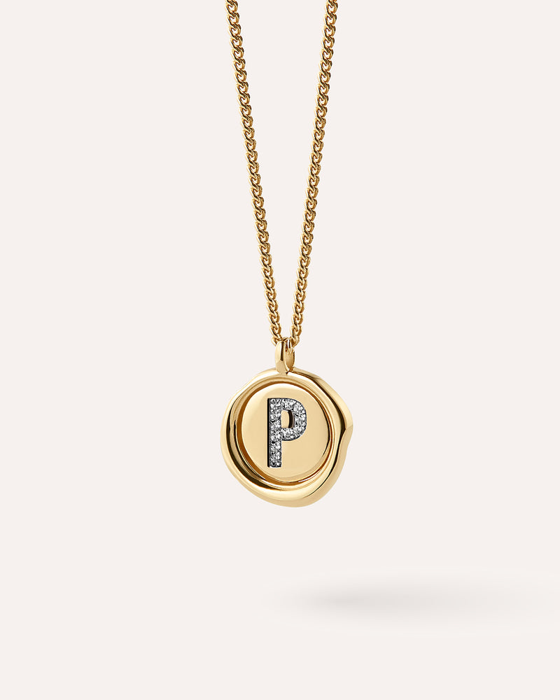 Wax Seal Initial Necklace - P