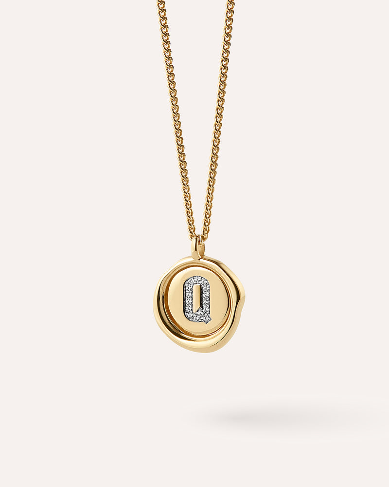 Wax Seal Initial Necklace - Q
