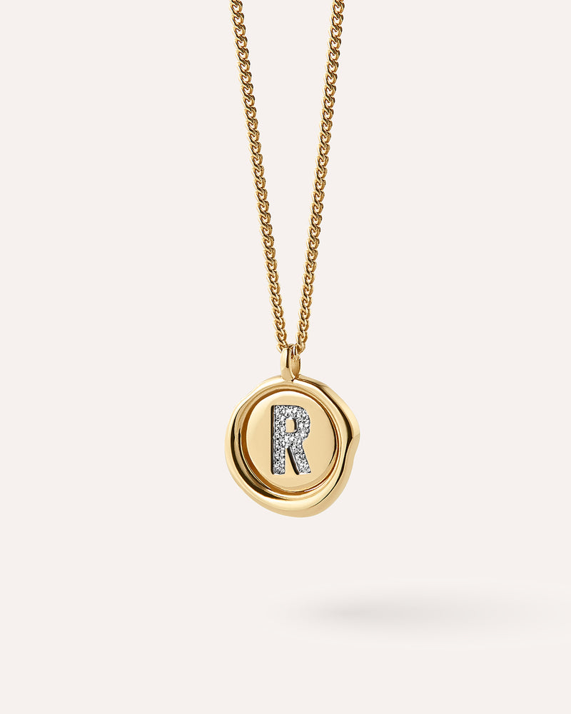 Wax Seal Initial Necklace - R