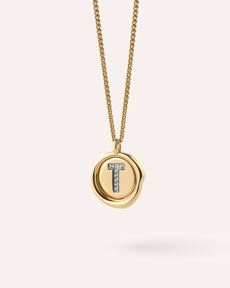 Wax Seal Initial Necklace - T