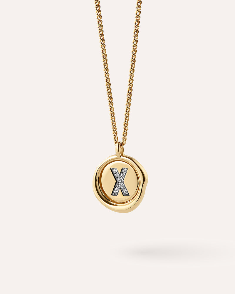Wax Seal Initial Necklace - X