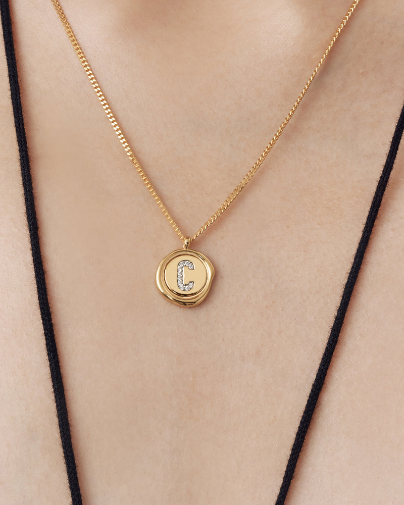 Wax Seal Initial Necklace - C