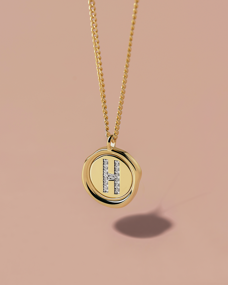 Wax Seal Initial Necklace - H